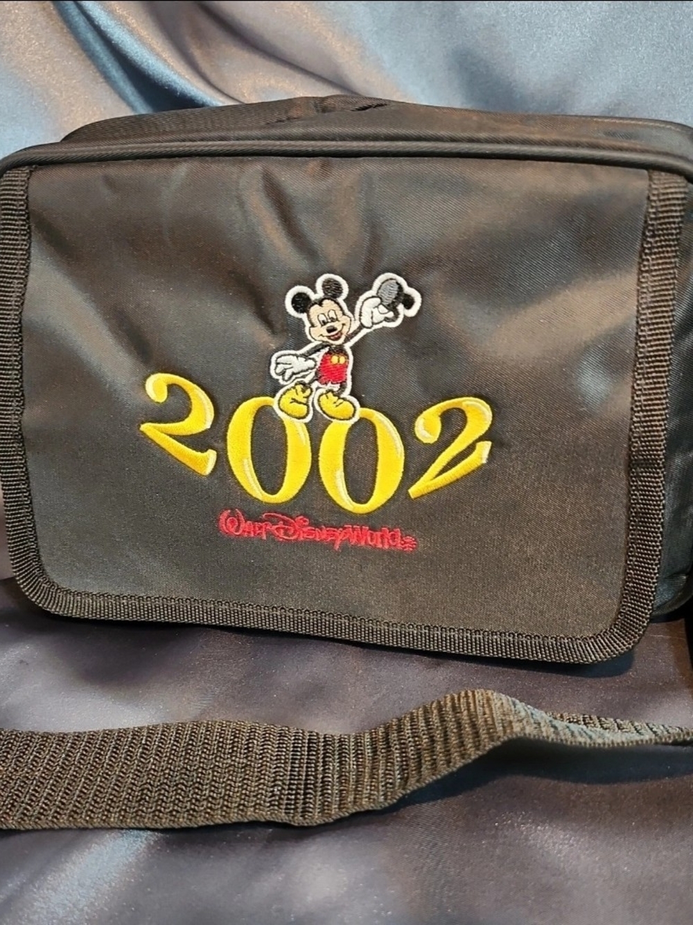 Disney 2002 Black Crossbody Fanny Pack Bag with Mickey Embroidery